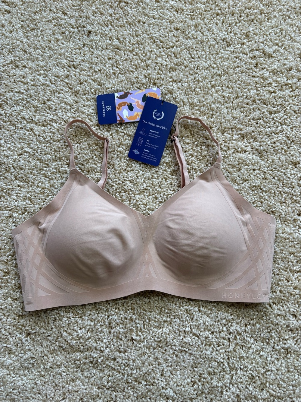 NWT Honeylove LiftWear Cami Bra Beige Nude Size Medium Wireless LWBR0201